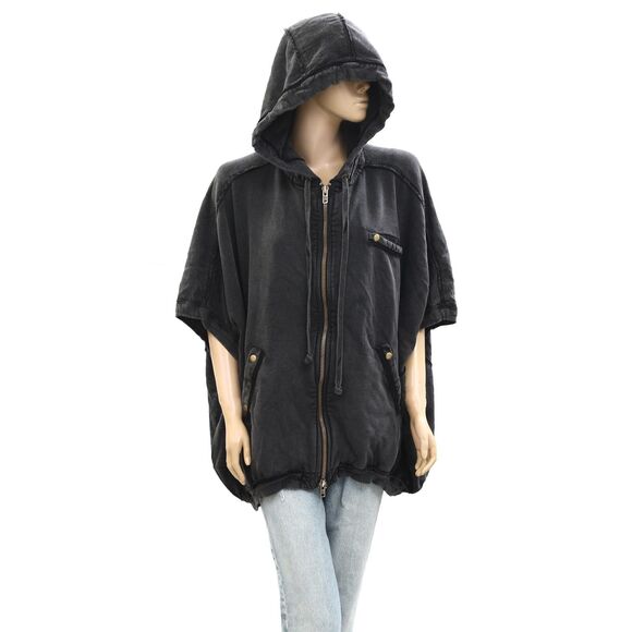 Free People We The Free What's Next Poncho Vest Jacket Hoodie Cotton XS 284028 - Picture 5 of 9